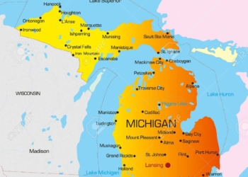 4420436 vector color map of michigan state usa