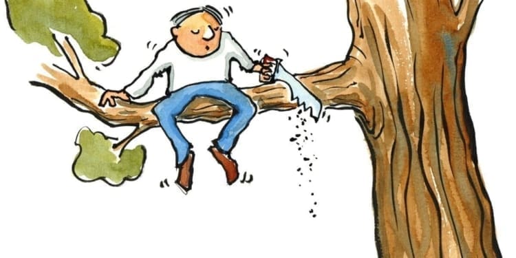 man cutting the branch sitting on illustration by frits ahlefeldt1500 1024x1024@2x