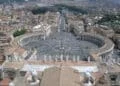 Rome, Vatican, Italy, Saint Peter's Square as seen from Michelangelo dome